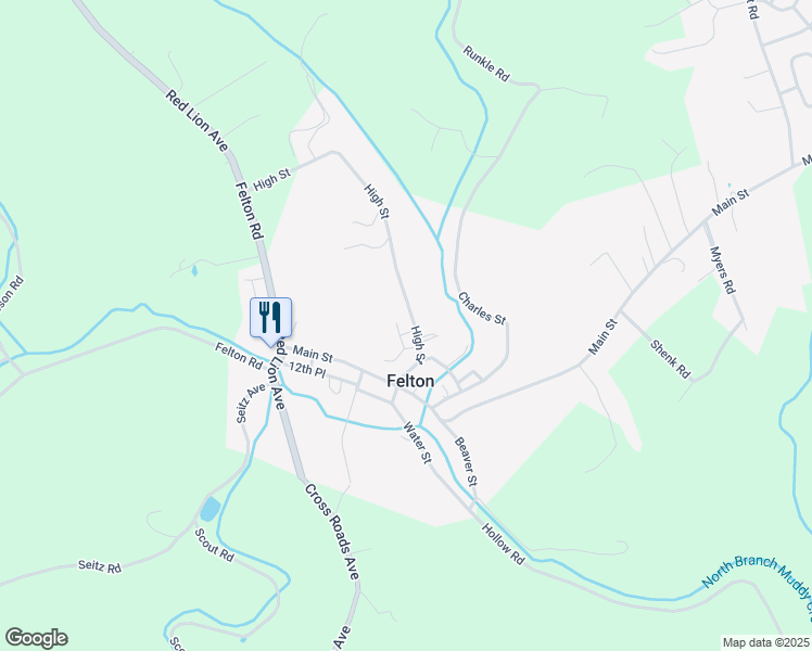 map of restaurants, bars, coffee shops, grocery stores, and more near 52 High Street in Felton