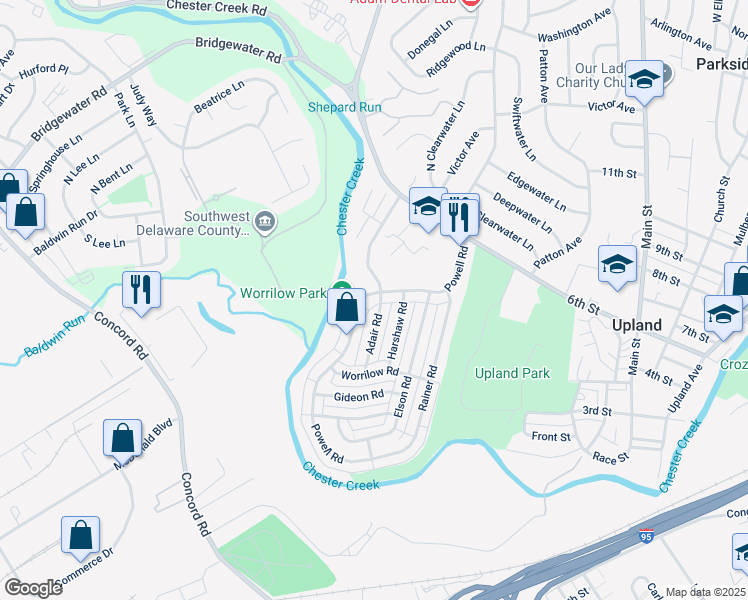 map of restaurants, bars, coffee shops, grocery stores, and more near 4006 Powell Road in Brookhaven