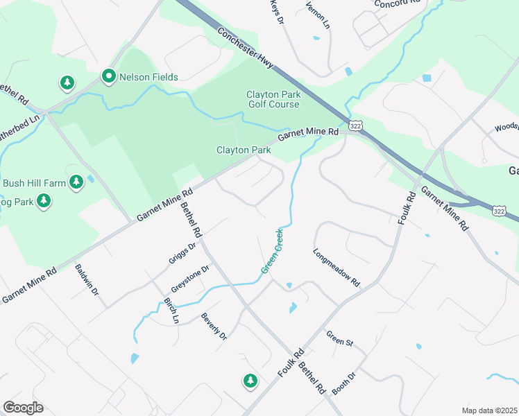 map of restaurants, bars, coffee shops, grocery stores, and more near 1050 Tall Trees Court in Garnet Valley