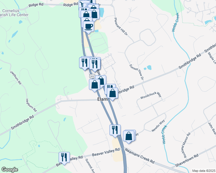 map of restaurants, bars, coffee shops, grocery stores, and more near 331 Wilmington West Chester Pike in Glen Mills