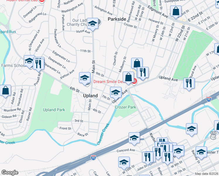 map of restaurants, bars, coffee shops, grocery stores, and more near 31 8th Street in Brookhaven