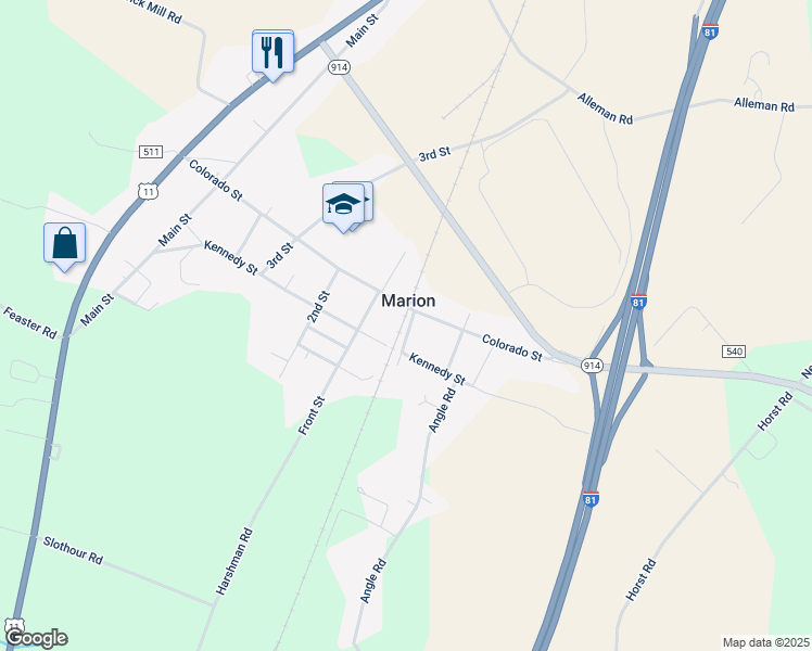 map of restaurants, bars, coffee shops, grocery stores, and more near 5769 Colorado Saint Exd in Chambersburg