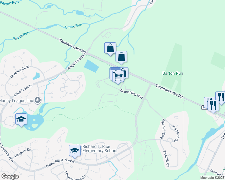 map of restaurants, bars, coffee shops, grocery stores, and more near 100 Amenity Way in Evesham