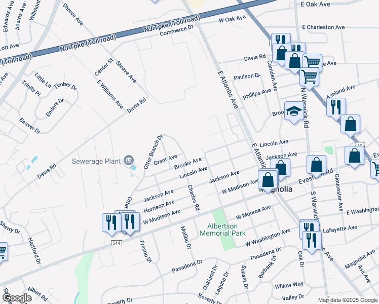 map of restaurants, bars, coffee shops, grocery stores, and more near 509 Otter Branch Drive in Magnolia