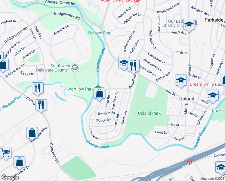 map of restaurants, bars, coffee shops, grocery stores, and more near 3914 Powell Road in Brookhaven