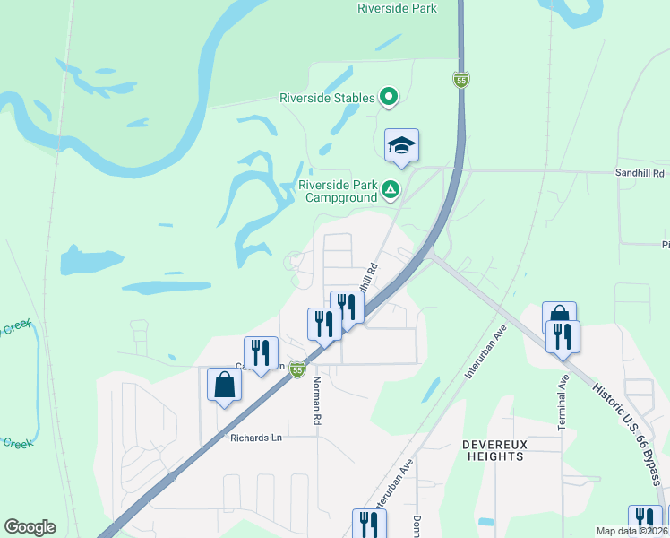map of restaurants, bars, coffee shops, grocery stores, and more near 4001 Sandhill Road in Springfield
