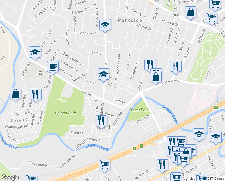 map of restaurants, bars, coffee shops, grocery stores, and more near 5 Castle Avenue in Brookhaven