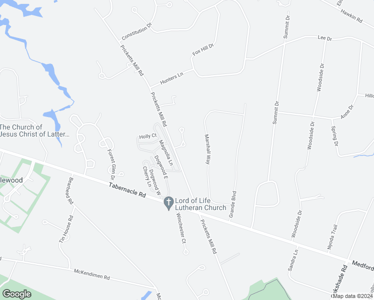 map of restaurants, bars, coffee shops, grocery stores, and more near 4 Allen Court in Tabernacle
