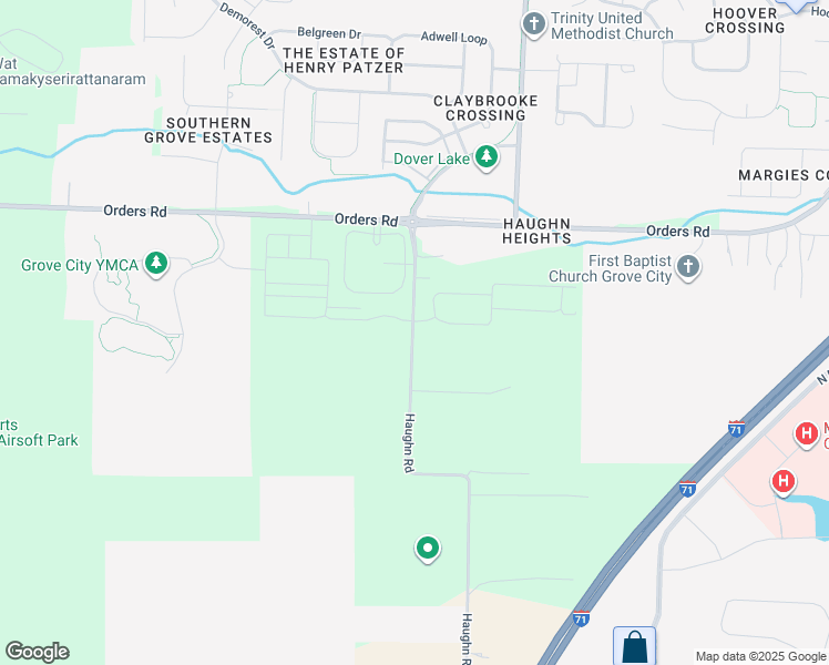 map of restaurants, bars, coffee shops, grocery stores, and more near 5260 Haughn Road in Grove City