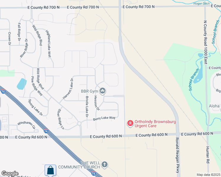 map of restaurants, bars, coffee shops, grocery stores, and more near 8893 Banner Drive in Brownsburg