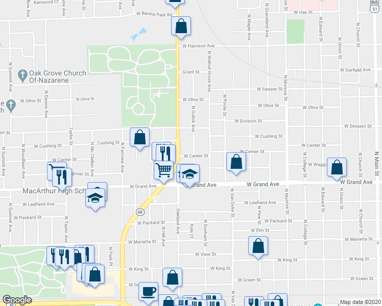 map of restaurants, bars, coffee shops, grocery stores, and more near 1405 North Gulick Avenue in Decatur