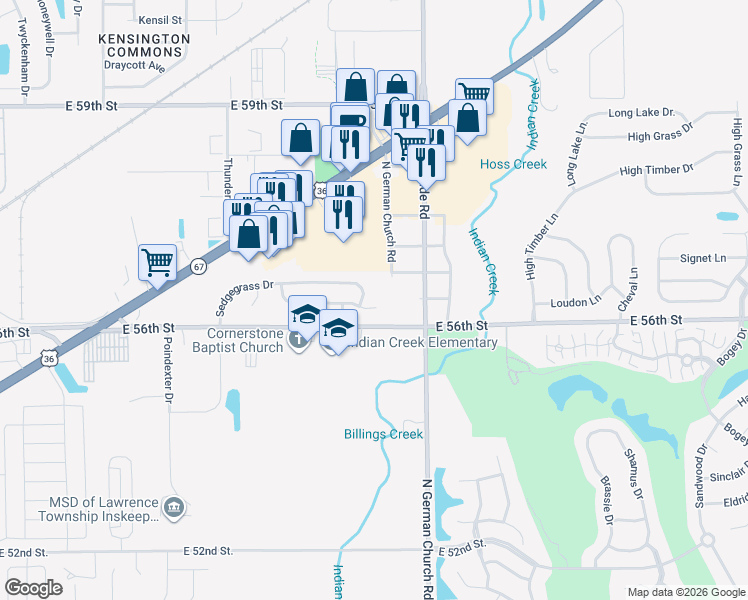 map of restaurants, bars, coffee shops, grocery stores, and more near 10827 Tanbark Drive in Indianapolis