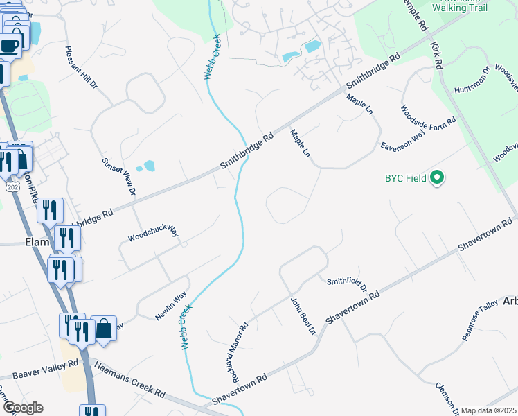 map of restaurants, bars, coffee shops, grocery stores, and more near 20 Cherry Circle in Glen Mills