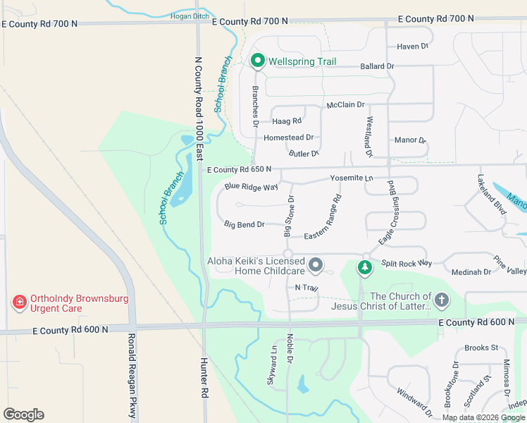 map of restaurants, bars, coffee shops, grocery stores, and more near 9982 Big Bend Drive in Indianapolis