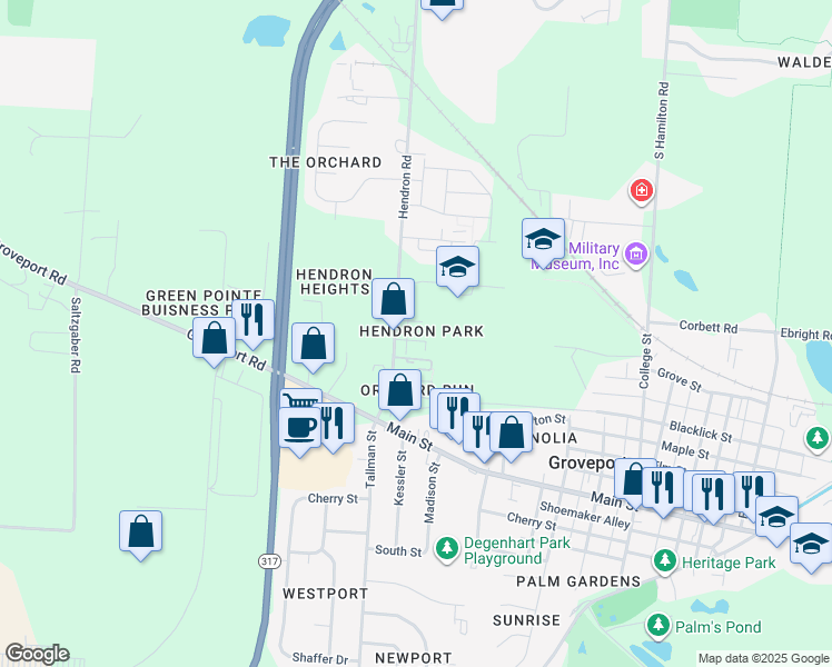 map of restaurants, bars, coffee shops, grocery stores, and more near in Groveport