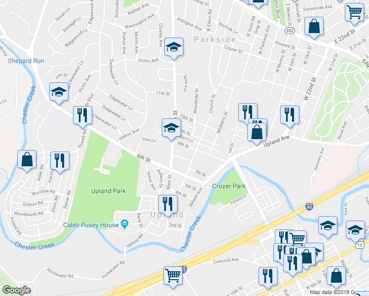 map of restaurants, bars, coffee shops, grocery stores, and more near 219 8th Street in Brookhaven