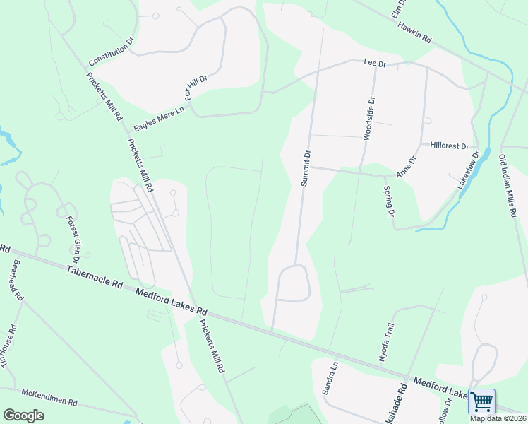 map of restaurants, bars, coffee shops, grocery stores, and more near 77 Summit Drive in Tabernacle