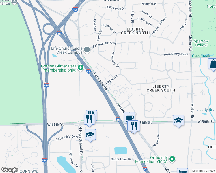 map of restaurants, bars, coffee shops, grocery stores, and more near 5773 Saint Marcel Lane in Indianapolis