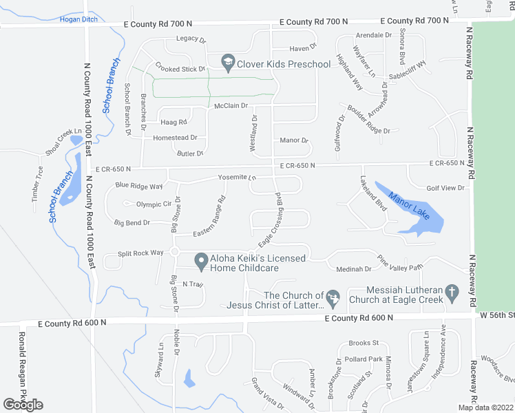 map of restaurants, bars, coffee shops, grocery stores, and more near 10296 Kings Gap Way in Indianapolis
