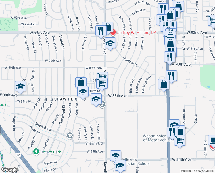 map of restaurants, bars, coffee shops, grocery stores, and more near in 