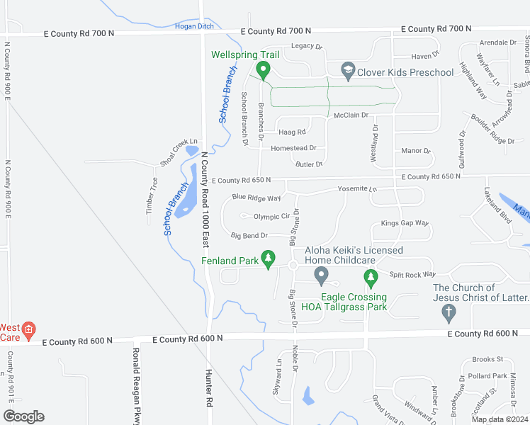 map of restaurants, bars, coffee shops, grocery stores, and more near 9946 Olympic Circle in Indianapolis