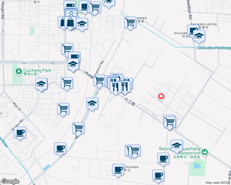 map of restaurants, bars, coffee shops, grocery stores, and more near in 