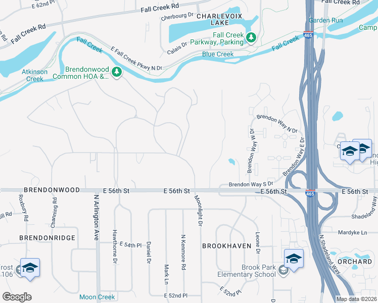 map of restaurants, bars, coffee shops, grocery stores, and more near 6340 Lawrence Drive in Indianapolis