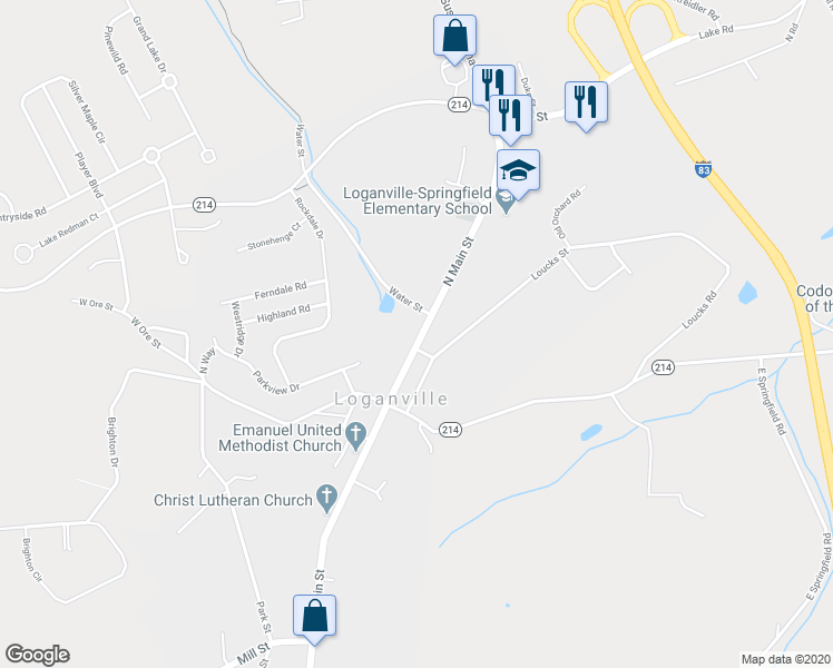 map of restaurants, bars, coffee shops, grocery stores, and more near 38 North Main Street in Seven Valleys