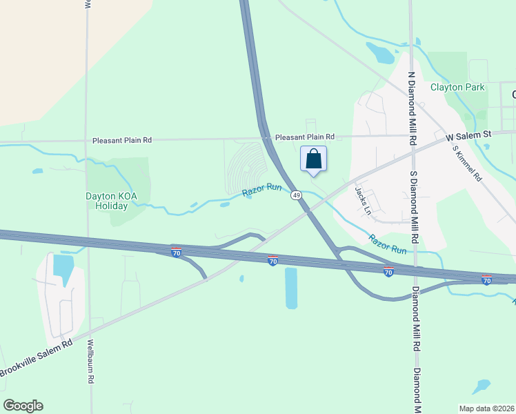 map of restaurants, bars, coffee shops, grocery stores, and more near 6543 Brookville Salem Road in Brookville