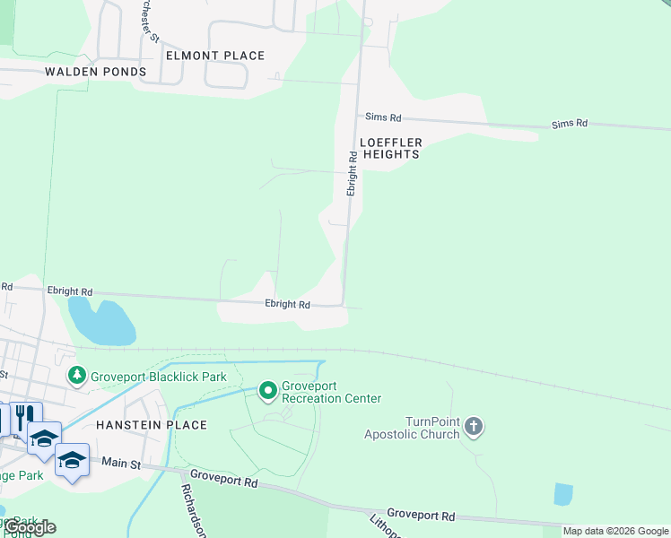 map of restaurants, bars, coffee shops, grocery stores, and more near 5909 Ebright Road in Groveport