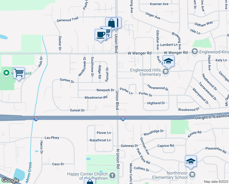 map of restaurants, bars, coffee shops, grocery stores, and more near 1065 Union Boulevard in Englewood