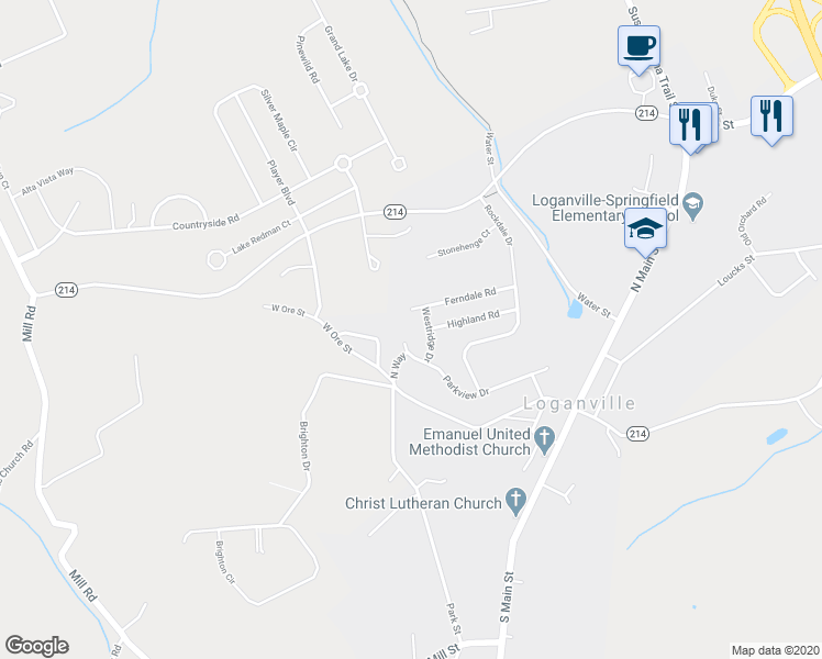 map of restaurants, bars, coffee shops, grocery stores, and more near 35 Parkview Drive in Seven Valleys