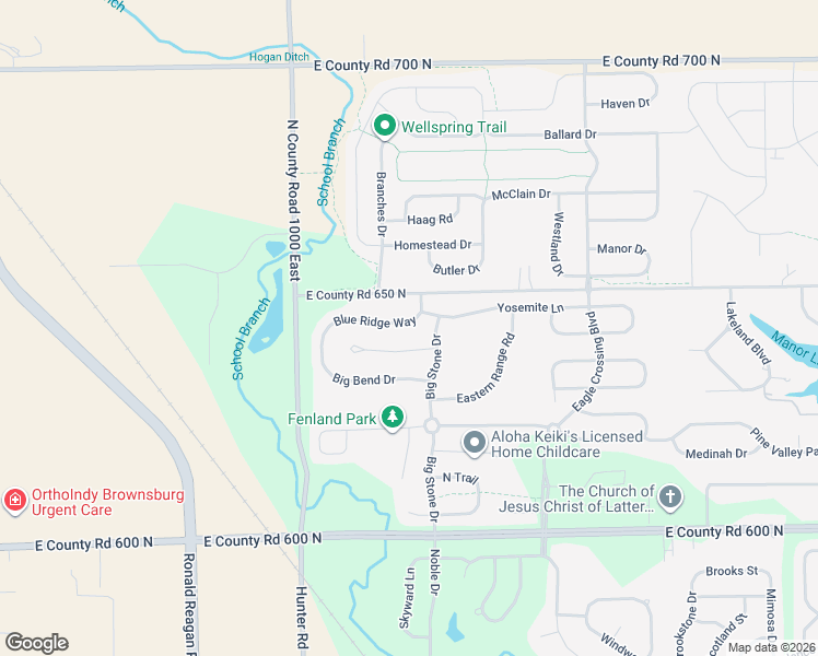 map of restaurants, bars, coffee shops, grocery stores, and more near 9985 Blue Ridge Way in Indianapolis