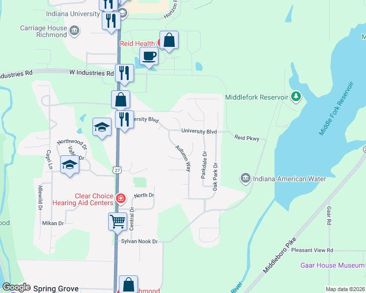 map of restaurants, bars, coffee shops, grocery stores, and more near 2239 Autumn Way in Richmond