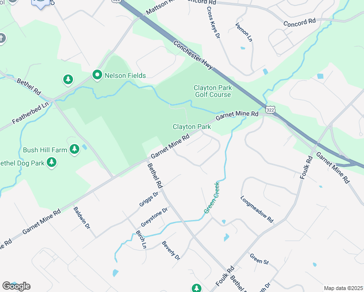 map of restaurants, bars, coffee shops, grocery stores, and more near 3153 Fieldstone Court in Garnet Valley