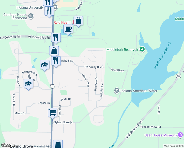 map of restaurants, bars, coffee shops, grocery stores, and more near 1527 Delbrook Drive in Richmond