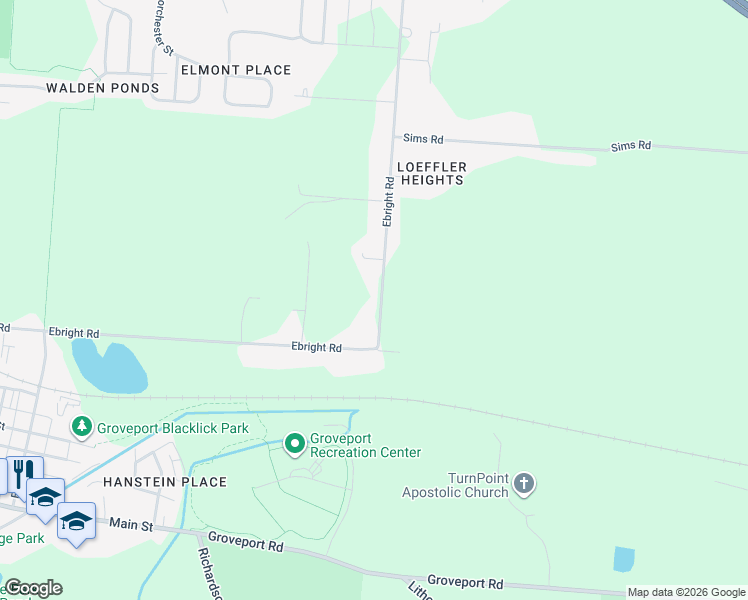 map of restaurants, bars, coffee shops, grocery stores, and more near 5909 Ebright Road in Groveport