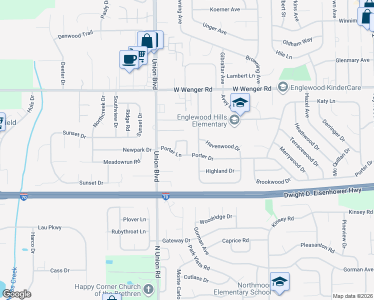 map of restaurants, bars, coffee shops, grocery stores, and more near 303 Lauren Circle Drive in Englewood