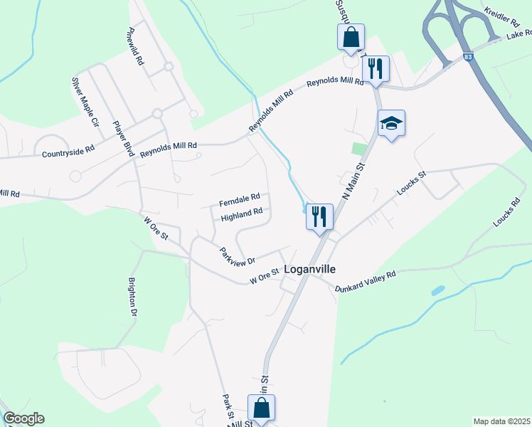 map of restaurants, bars, coffee shops, grocery stores, and more near 24 Rockdale Drive in Seven Valleys