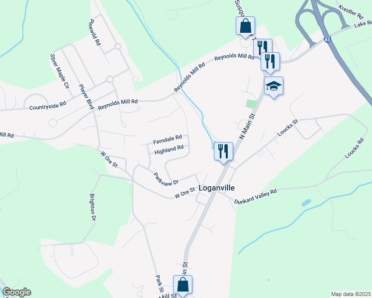 map of restaurants, bars, coffee shops, grocery stores, and more near 24 Rockdale Drive in Seven Valleys