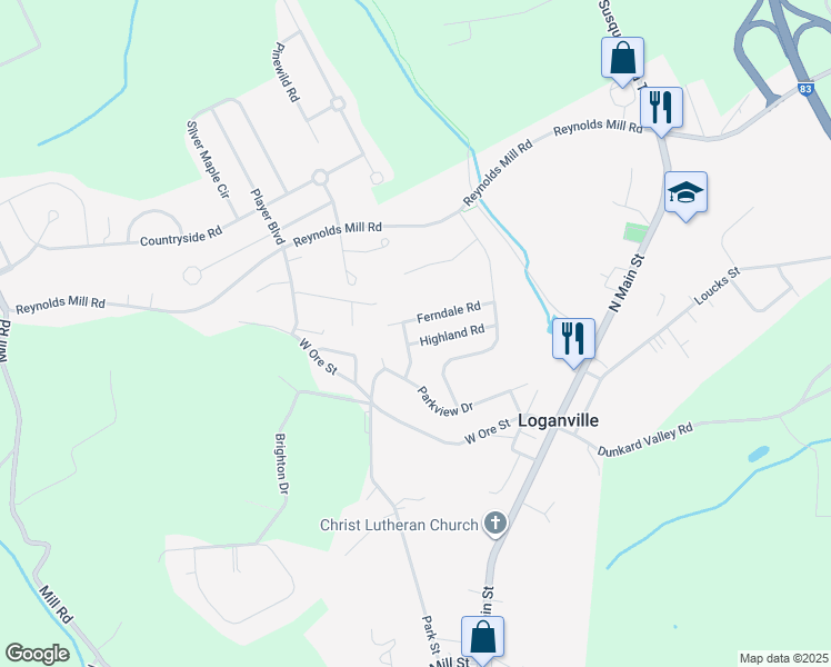 map of restaurants, bars, coffee shops, grocery stores, and more near 17 Highland Rd in Seven Valleys