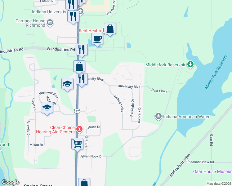 map of restaurants, bars, coffee shops, grocery stores, and more near 2239 Autumn Way in Richmond