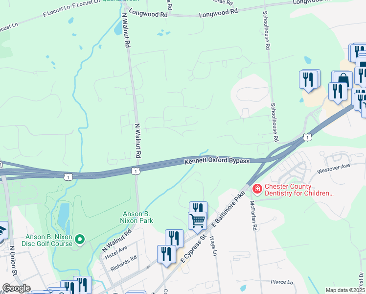 map of restaurants, bars, coffee shops, grocery stores, and more near 210 Gale Lane in Kennett Square