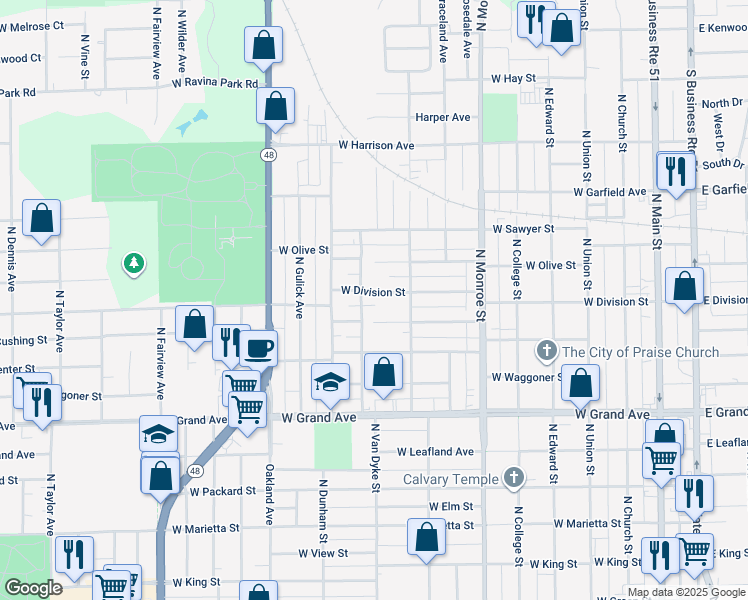 map of restaurants, bars, coffee shops, grocery stores, and more near 898 West Cushing Street in Decatur