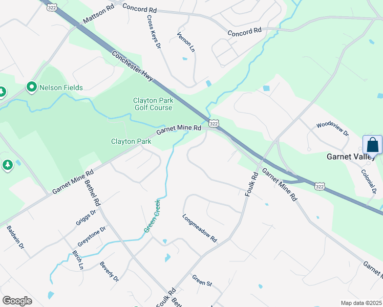 map of restaurants, bars, coffee shops, grocery stores, and more near 1260 Brookstone Drive in Garnet Valley