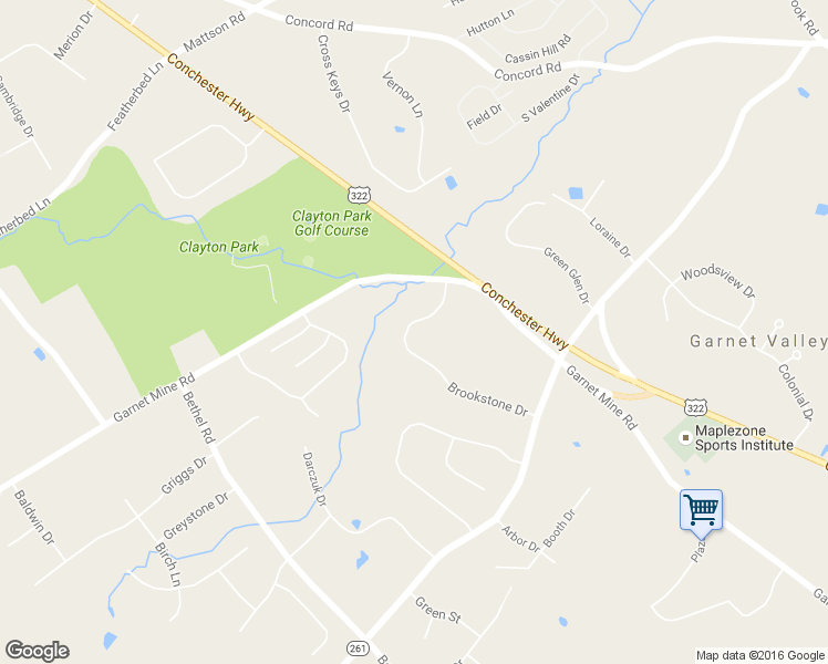 map of restaurants, bars, coffee shops, grocery stores, and more near 1260 Brookstone Drive in Garnet Valley