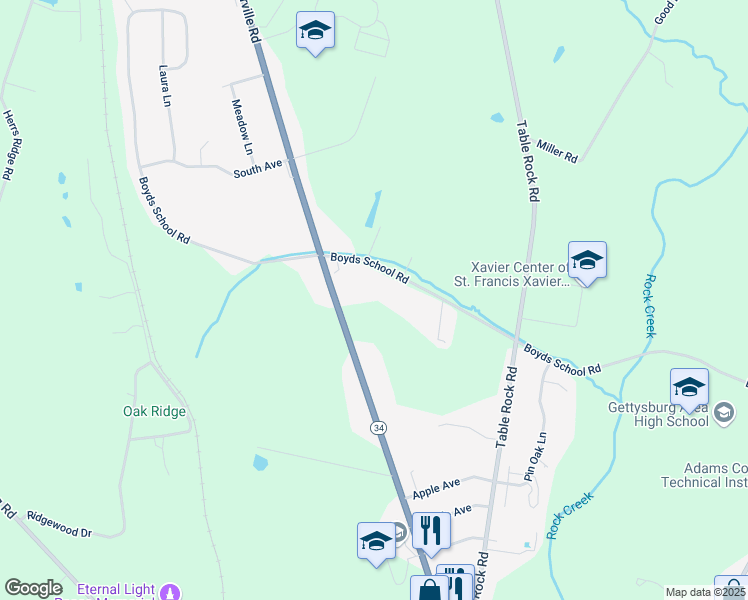 map of restaurants, bars, coffee shops, grocery stores, and more near 42 Windsor Court in Littlestown
