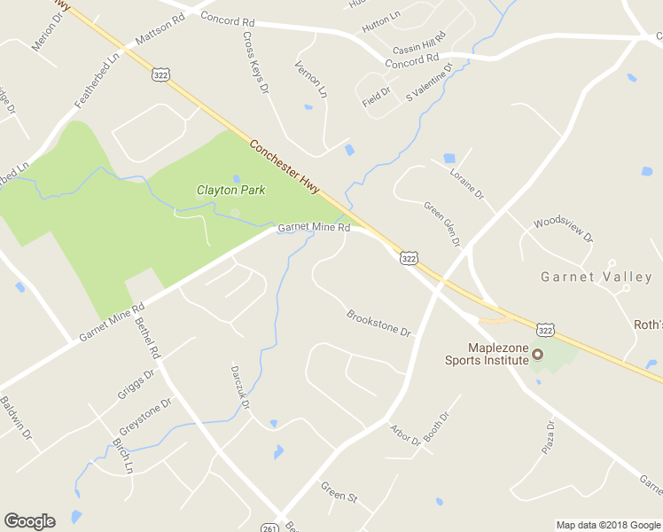 map of restaurants, bars, coffee shops, grocery stores, and more near 1252 Brookstone Drive in Garnet Valley