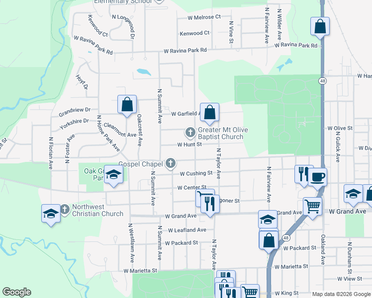 map of restaurants, bars, coffee shops, grocery stores, and more near 1775 North Dennis Avenue in Decatur