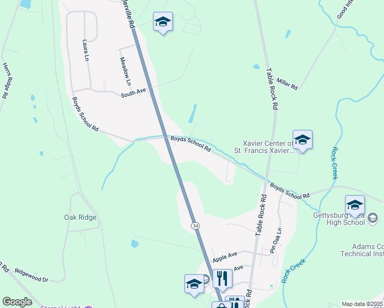 map of restaurants, bars, coffee shops, grocery stores, and more near 52 Windsor Court in Littlestown